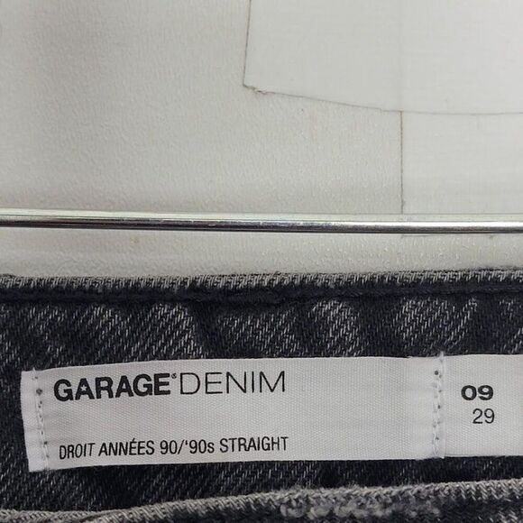 Vintage Garage Denim 90s Straight Jeans Size 9 Black Organic Cotton Blend Classi - Picture 4 of 9